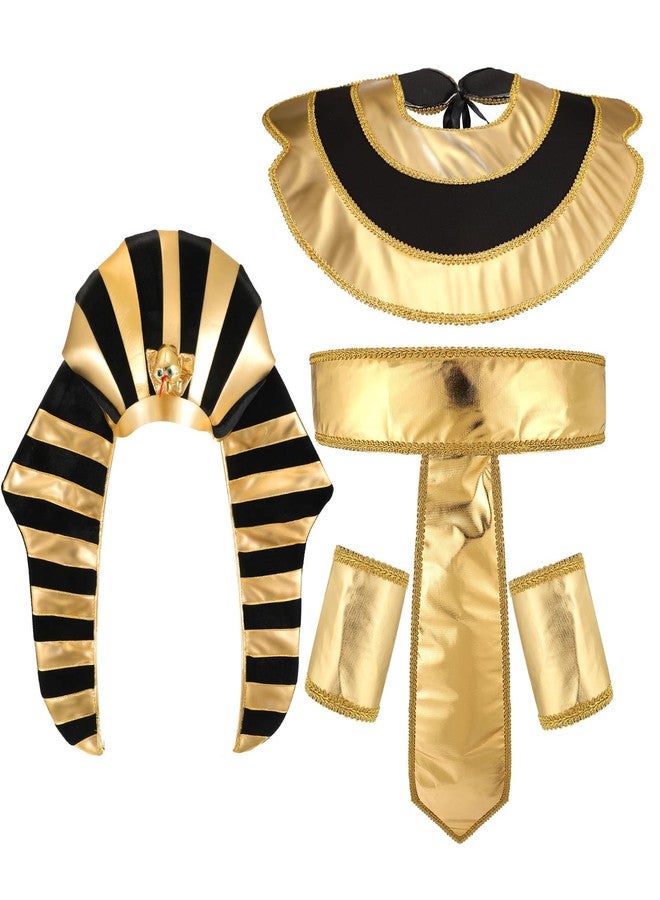 Tarpop 5 Pcs Egyptian Costume Accessory Set, Egyptian Headpiece King Pharaoh Belt Collar Wristbands King Tut Costume for Men Role Play Cosplay - Image 1